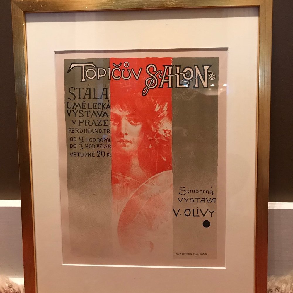 Framed Lithograph by Vaclav Oliva, Prague, 1896
